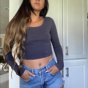 F21 long sleeve crop top